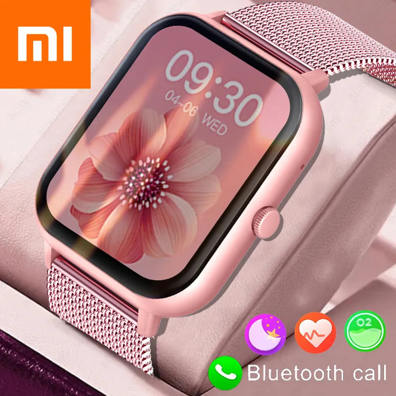 Relógio inteligente feminino mostrador personalizado smartwatch para android ios à prova d'água bluetooth  completo