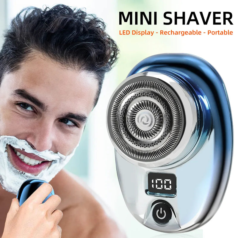 Mini barbeador elétrico molhado e seco, lavável, carregamento rápido, display digital, portátil, barbeador elétrico, atualização de tempo de carga de 1 hora